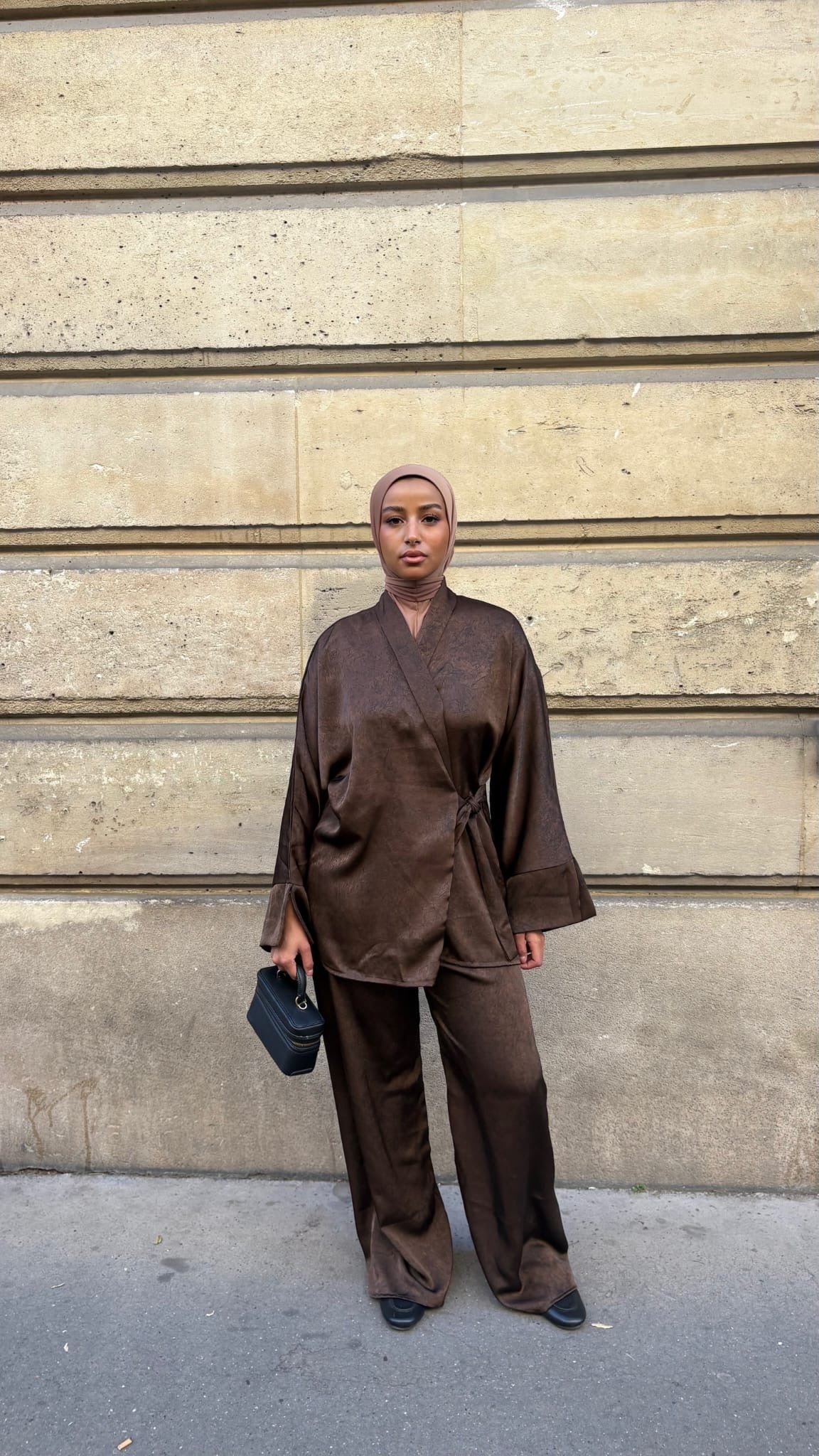 Ensemble kimono croisé satin