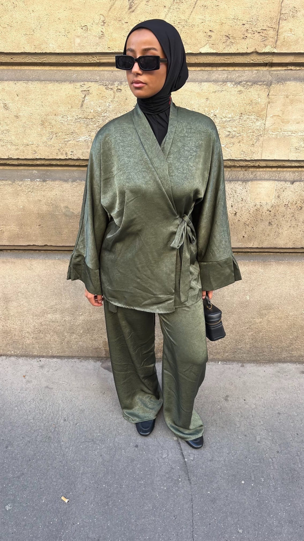 Ensemble kimono croisé satin