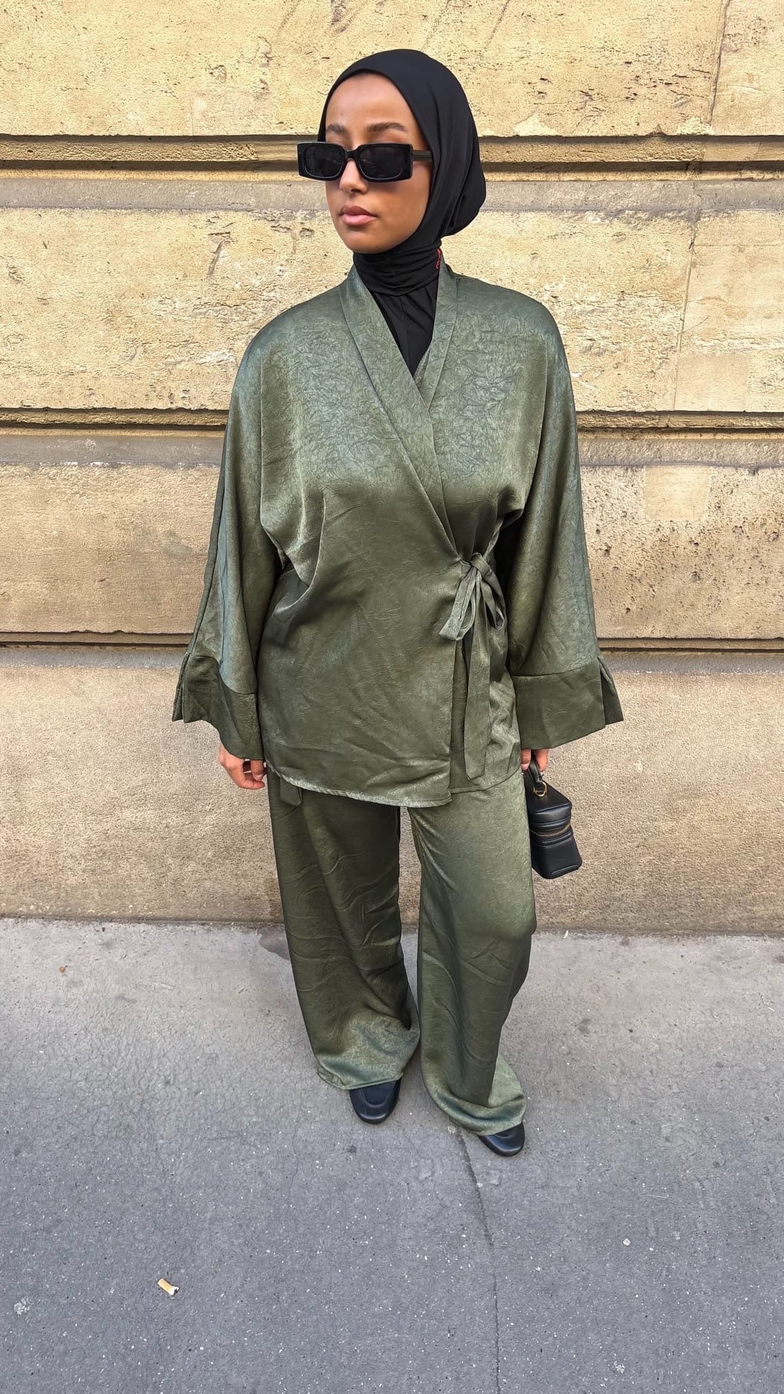 Ensemble kimono croisé satin