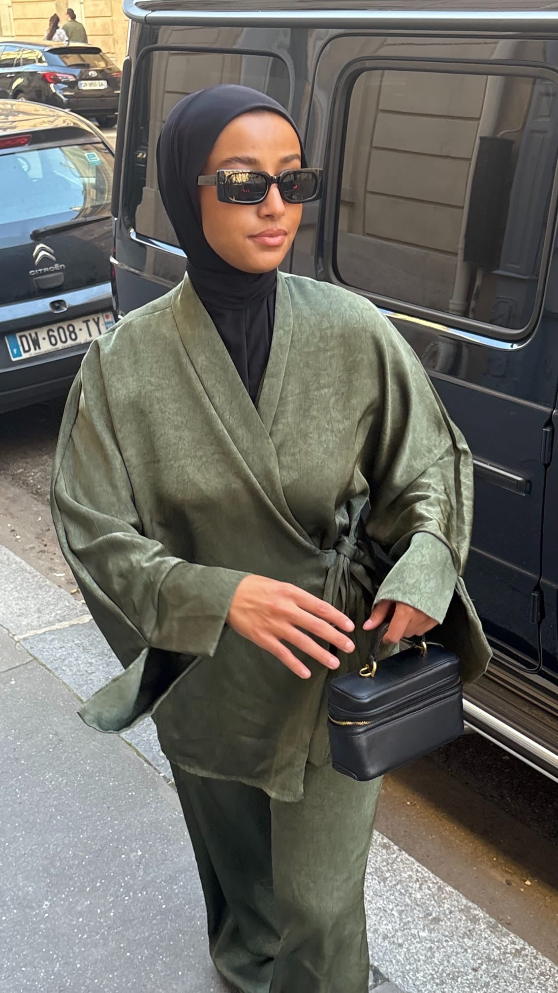 Ensemble kimono croisé satin
