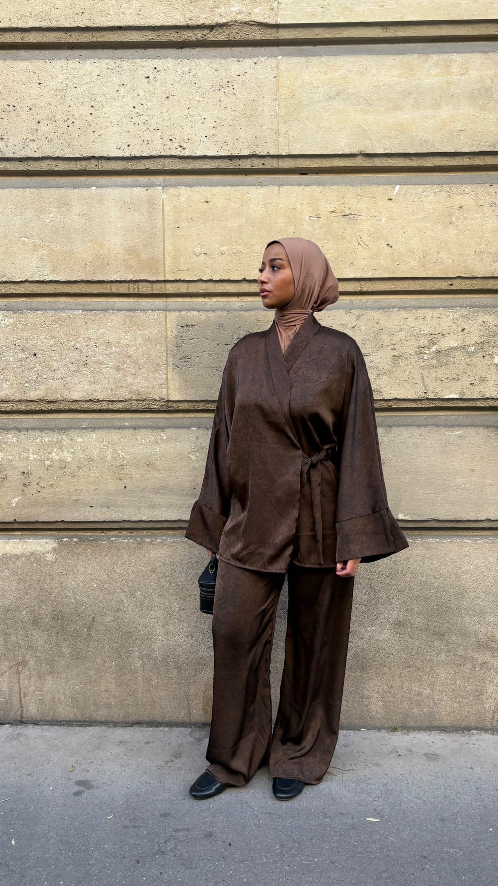 Ensemble kimono croisé satin